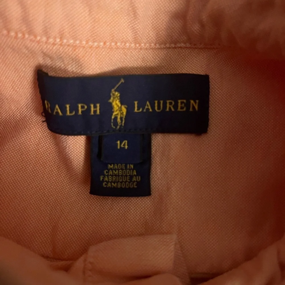 Ralph Lauren Boy’s Oxford Light Peach Button-Down Shirt Size 14